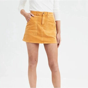 American Eagle Women Size 0 Mustard Yellow Corduroy Mini Skirt